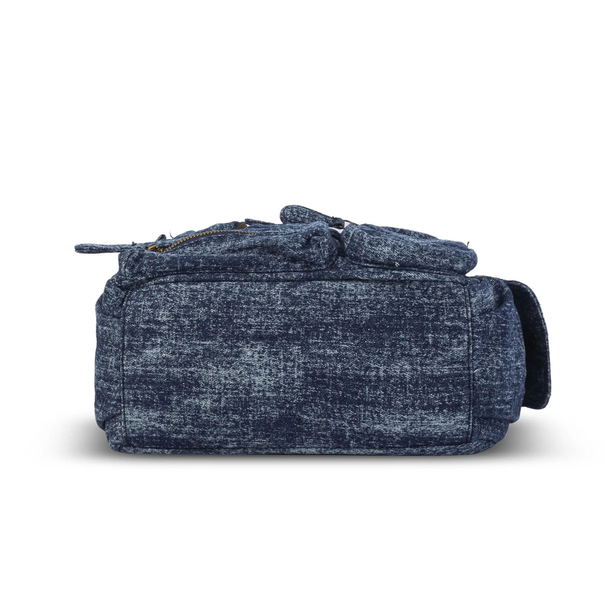 Multi-Pocket Soft Denim Tote Bag – Casual Everyday Shoulder Bag with Top Handles