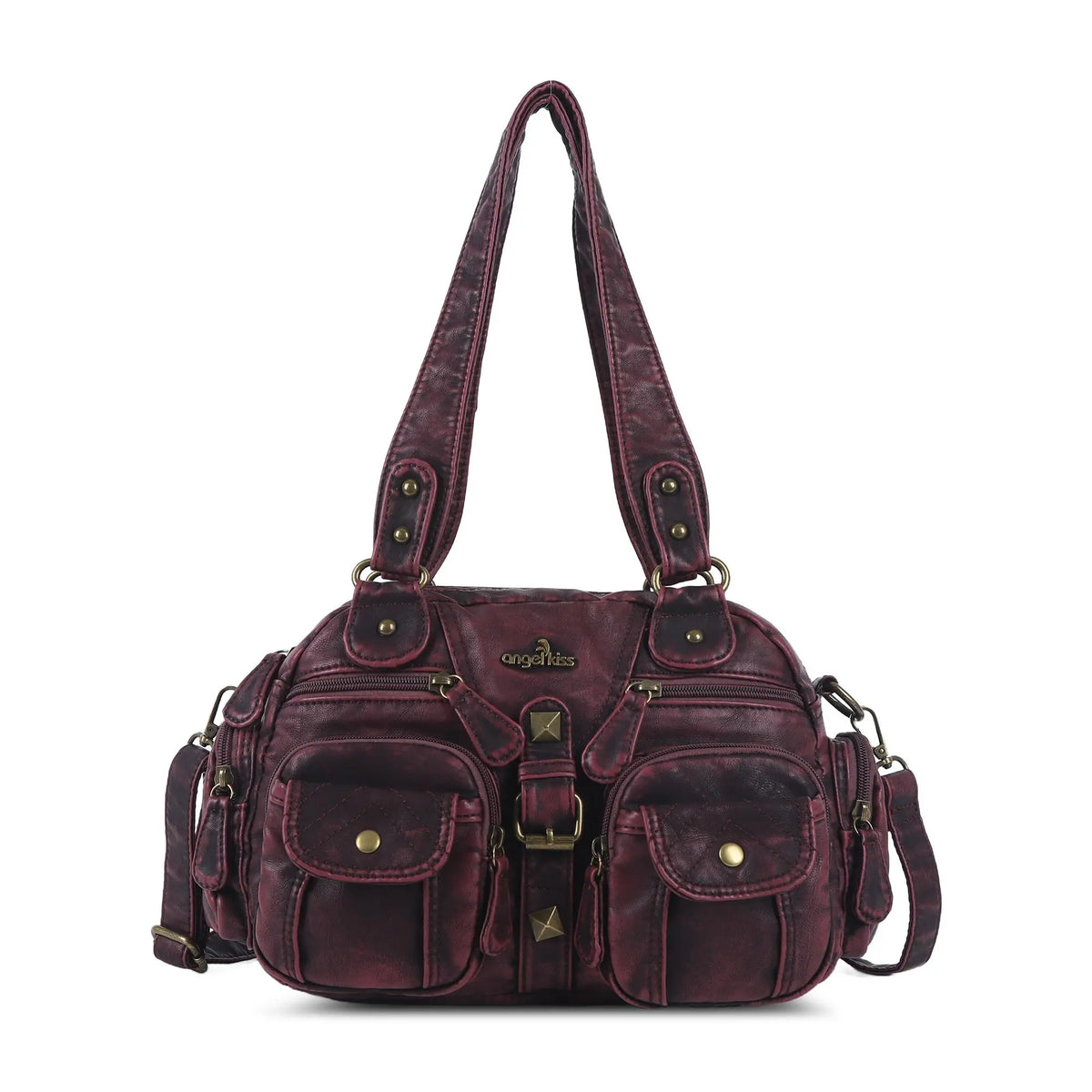 Layered Multi-Pocket Shoulder Bag with Buckle Details
