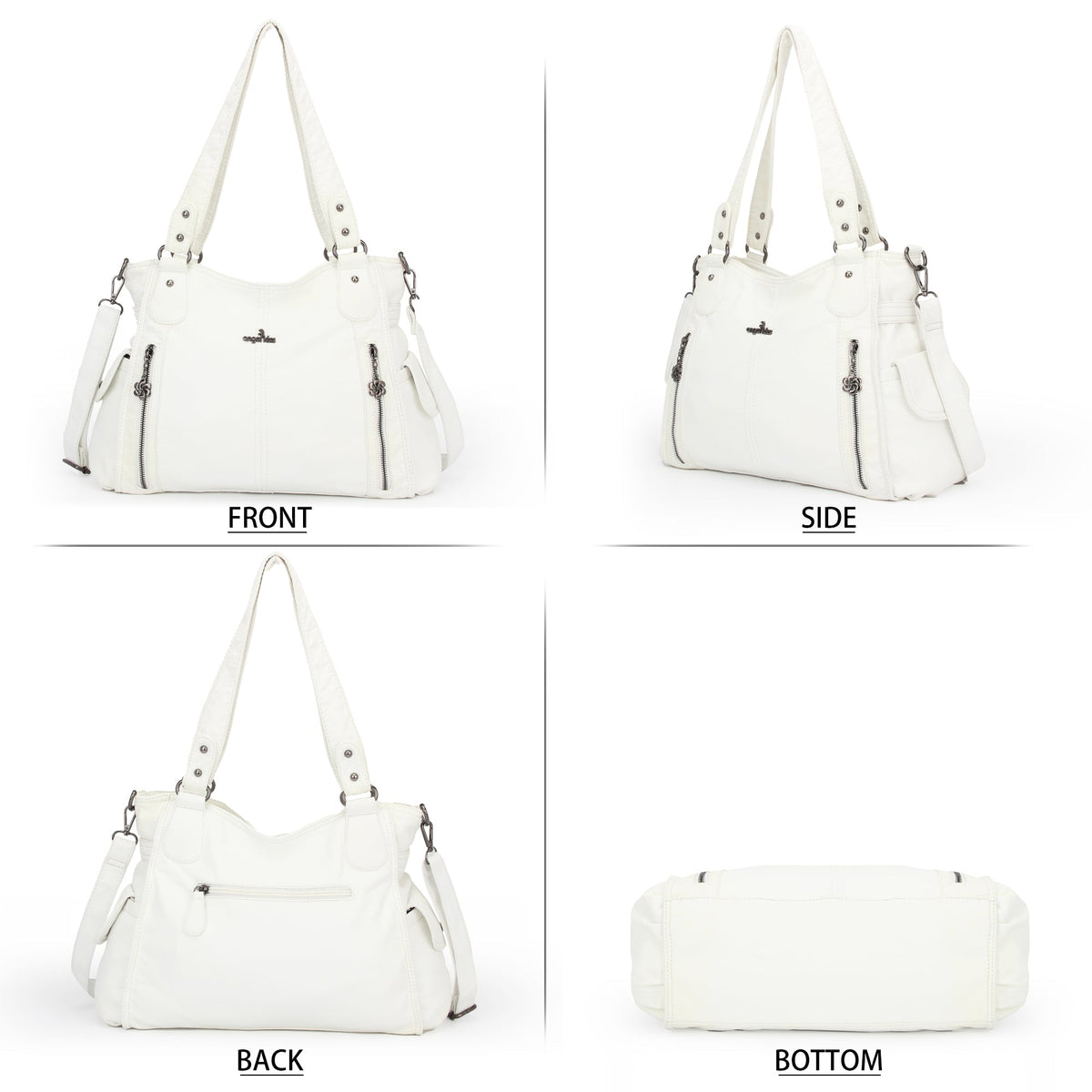 Large Multi-Pocket Shoulder Bag with Adjustable Strap