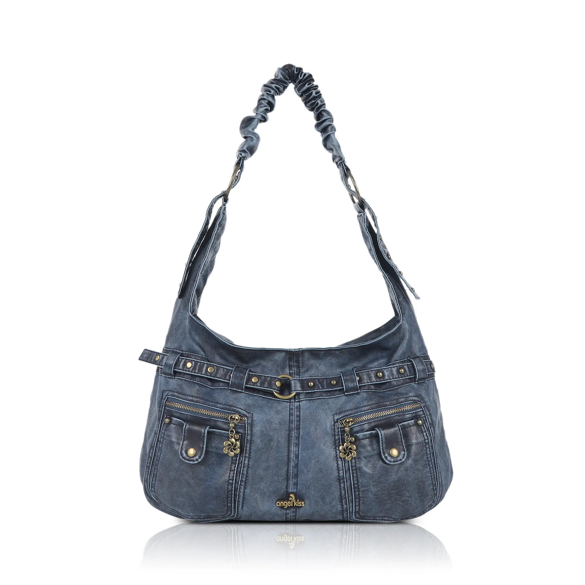 Vintage Vegan Leather Handbag – Multi-Pocket Shoulder Tote