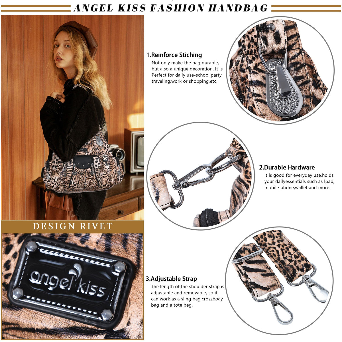 Faux Leather Leopard Print Shoulder Bag · Crossbody Purse For Women
