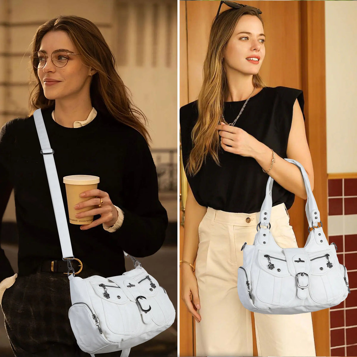 Women's Retro Fashion Multi-compartment Large Capacity Hobo Bag