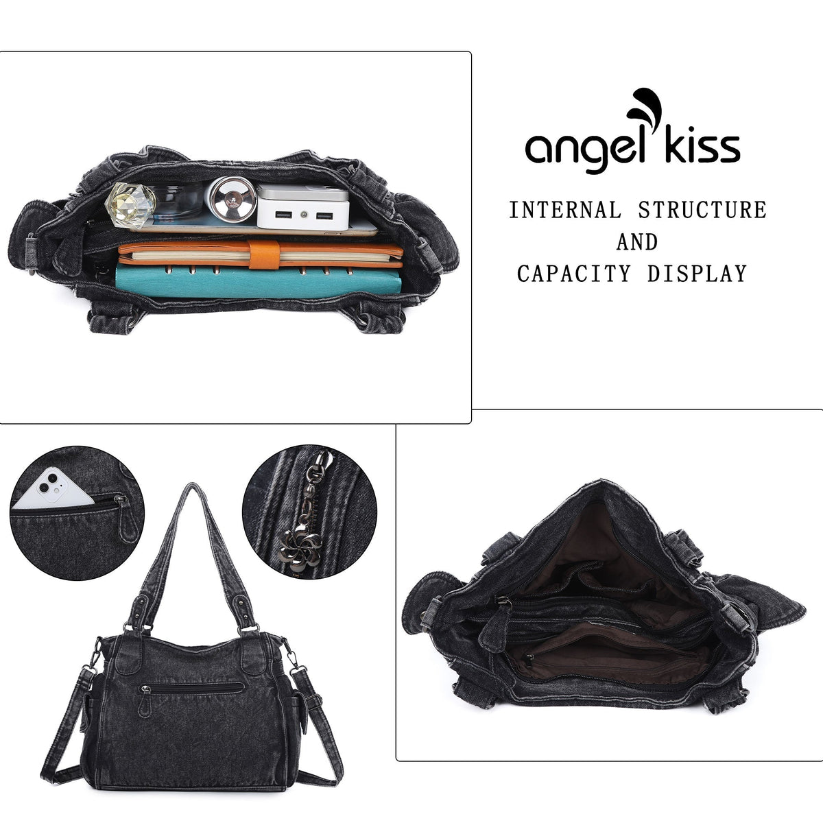 Multi-Zip Wide-Body Shoulder Bag with Adjustable Strap