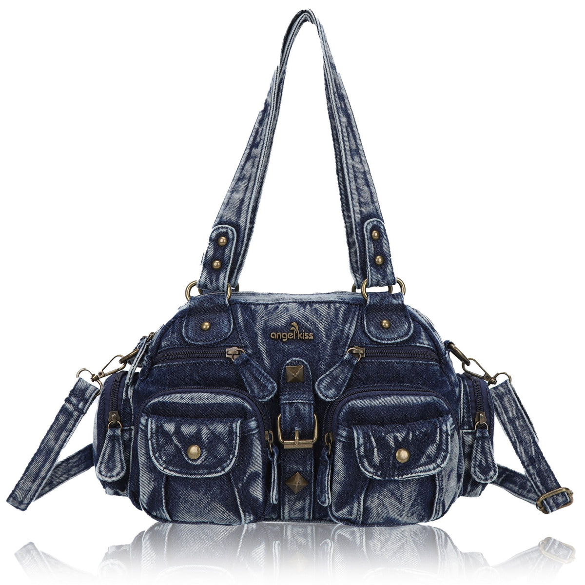 Layered Multi-Pocket Shoulder Bag with Buckle Details