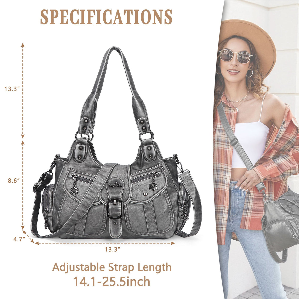 Women's Retro Fashion Multi-compartment Large Capacity Hobo Bag