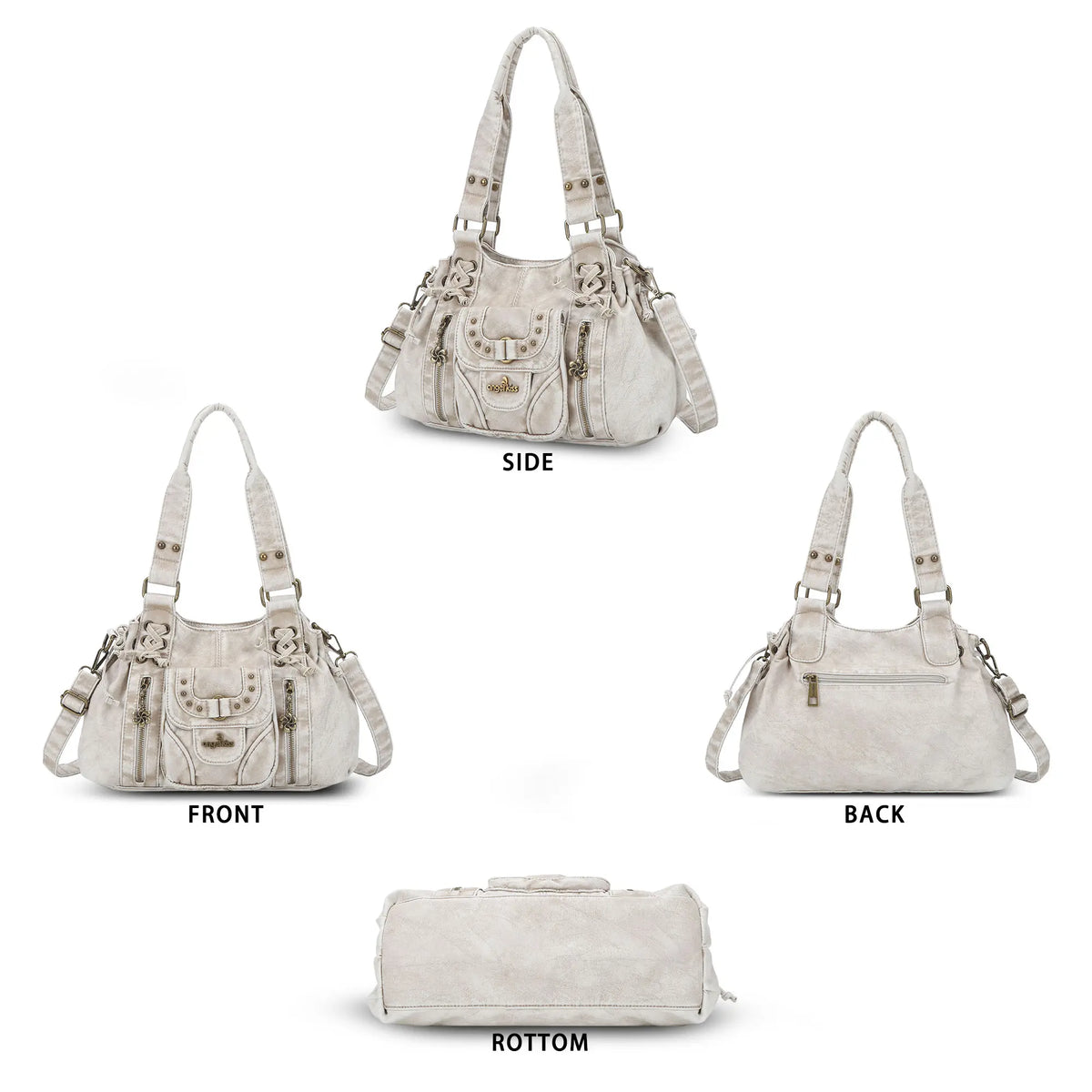 Vintage Multi-Pocket Satchel & Crossbody Bag